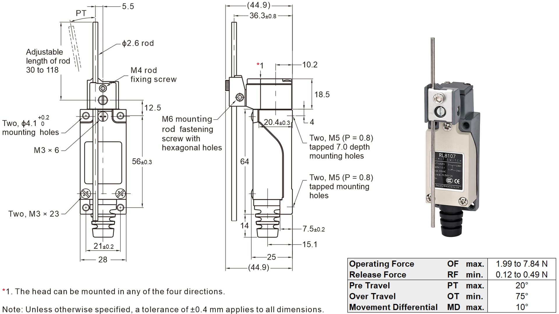 Adjustable Rod Side Rotary Limit Switch (3)