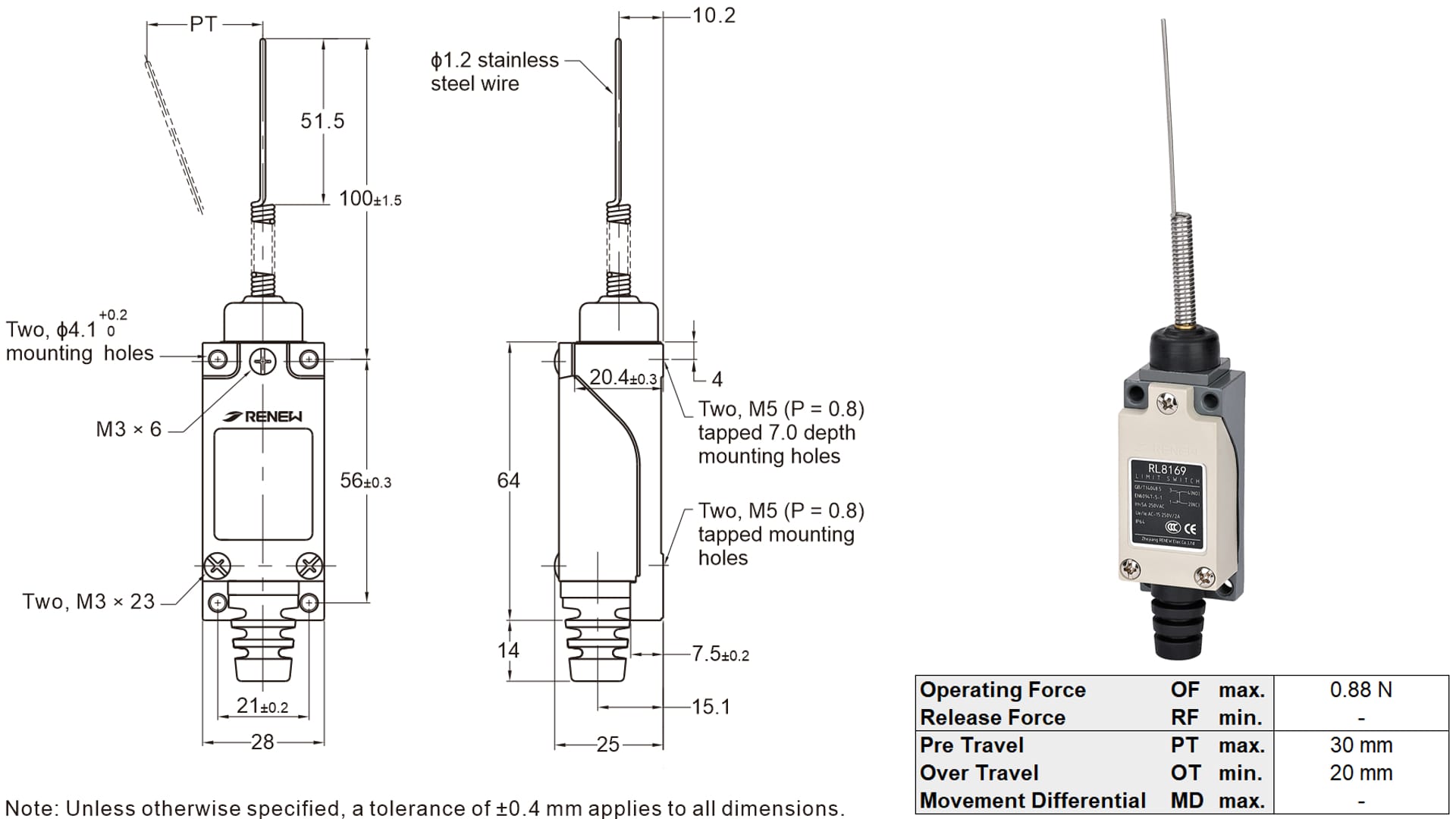 Coil Wobble (Plastic Tip  Wire Tip) Limit Switch (3)