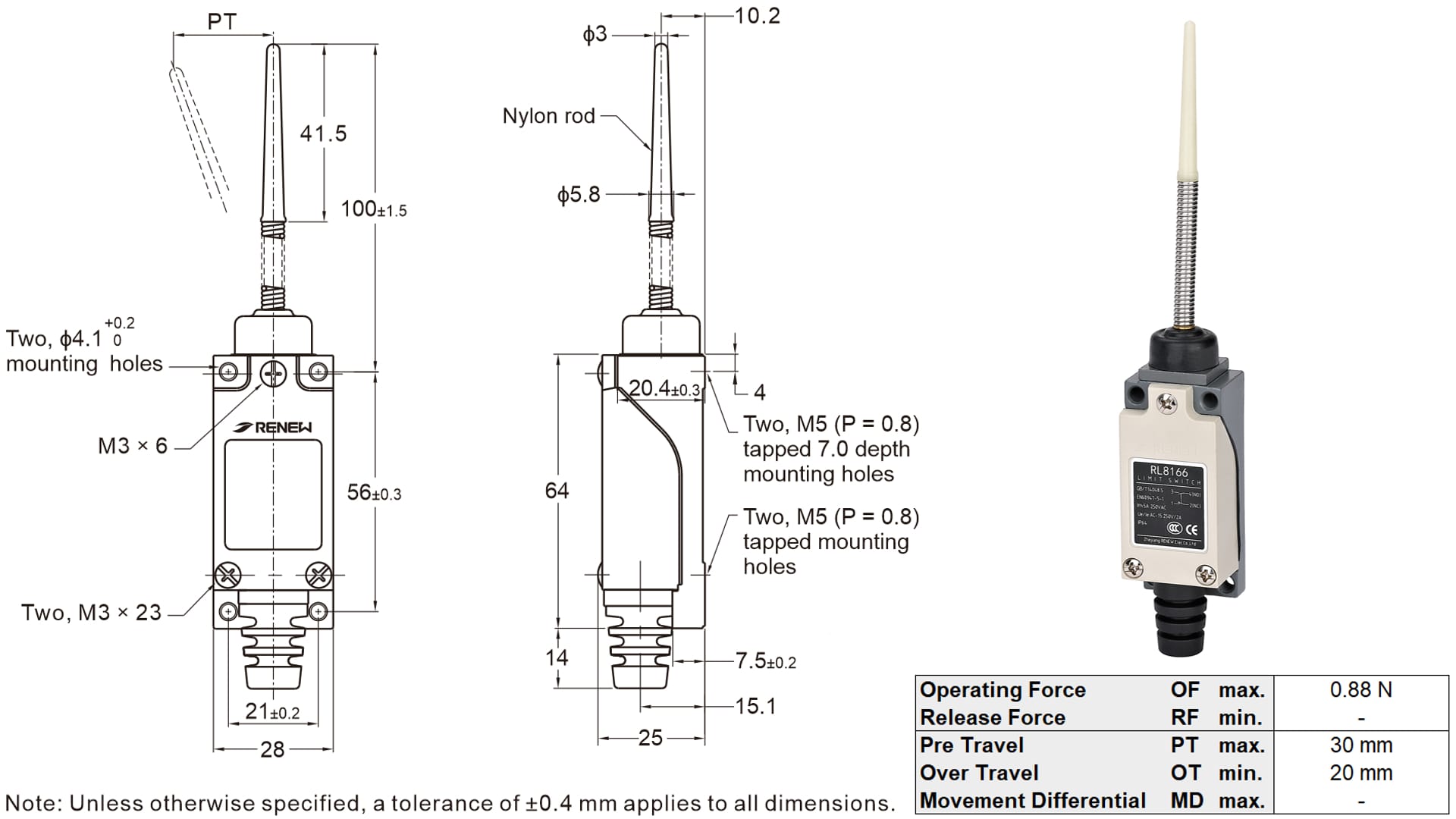 Coil Wobble (Plastic Tip  Wire Tip) Limit Switch (4)