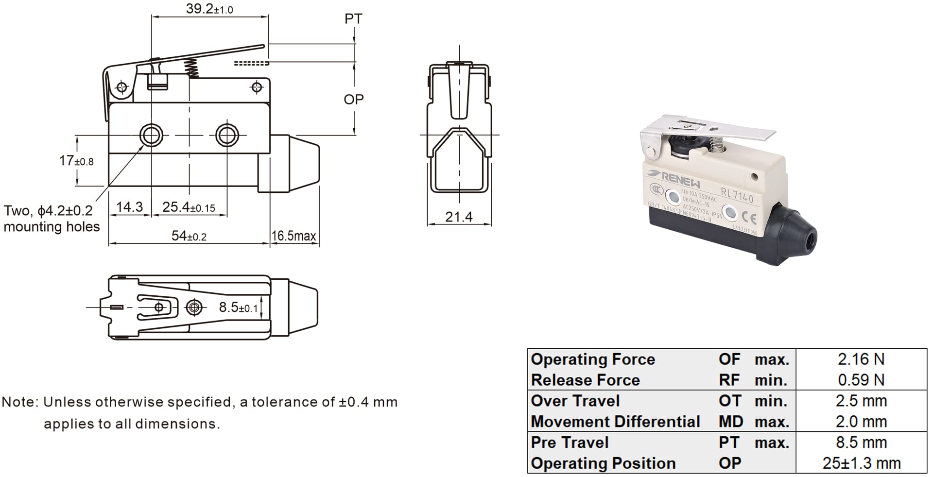 Hinge Lever Horizontal Limit Switch (4)