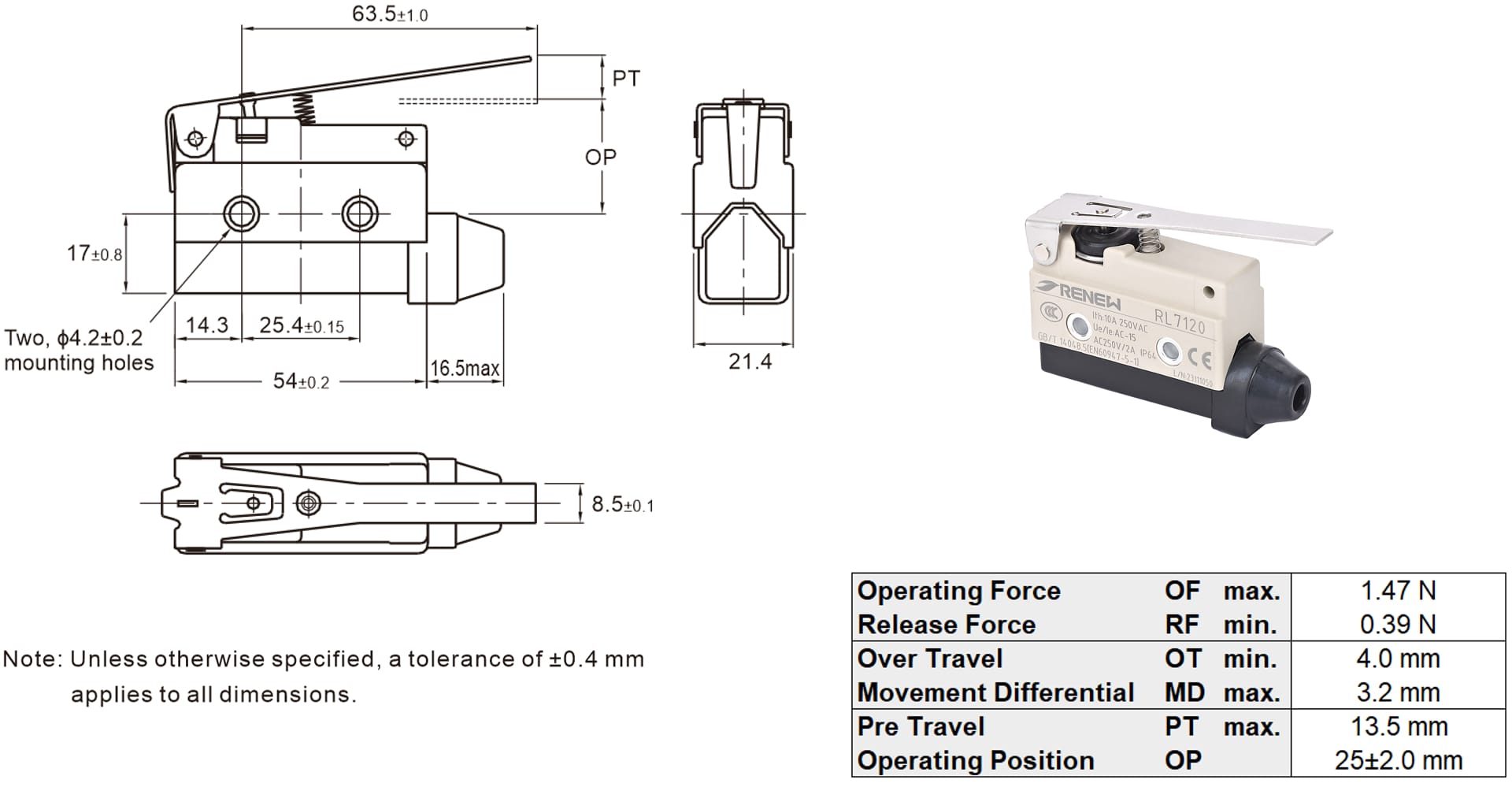 Hinge Lever Horizontal Limit Switch (5)