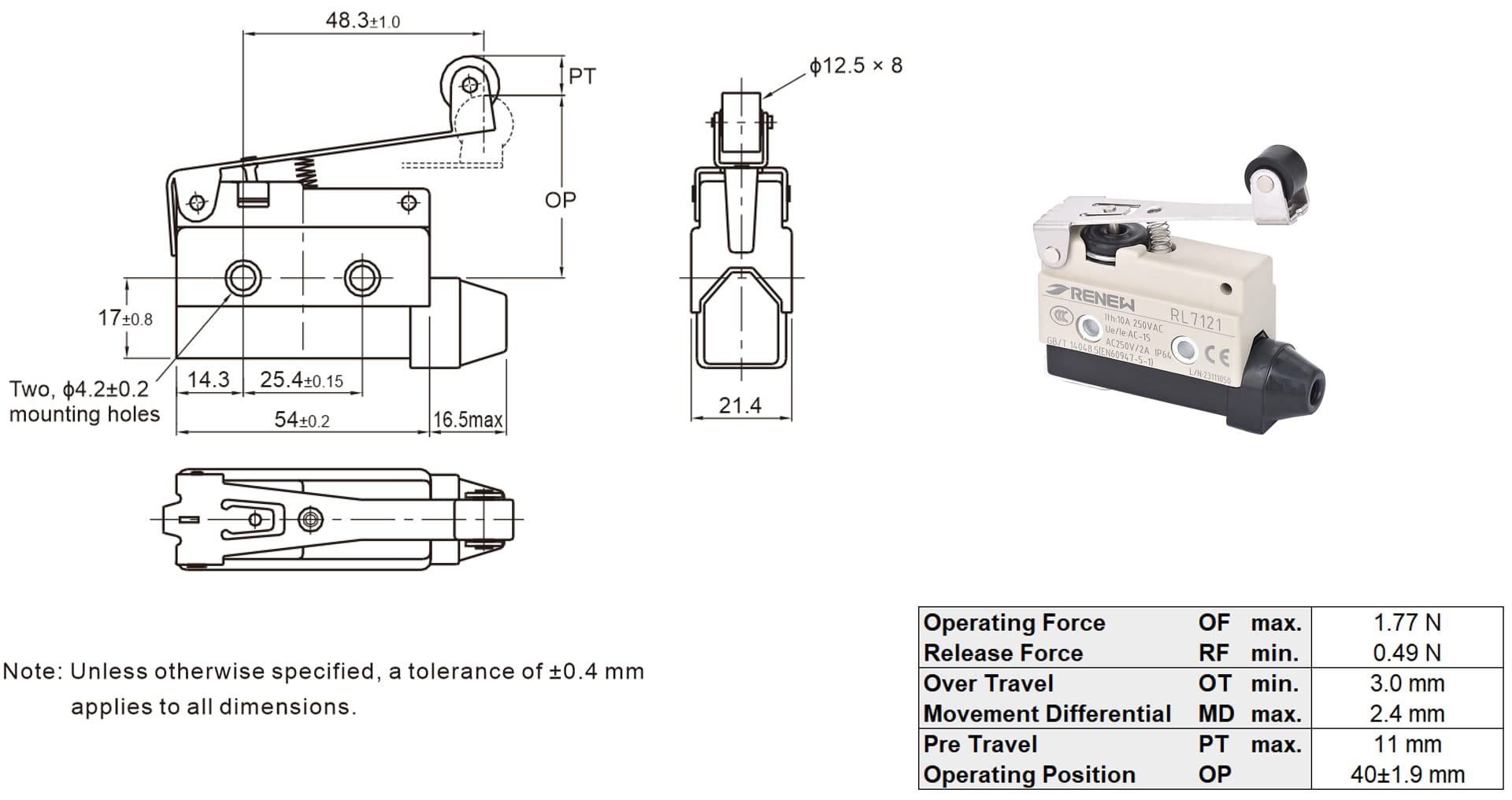 Hinge Roller Lever Horizontal Limit Switch (5)