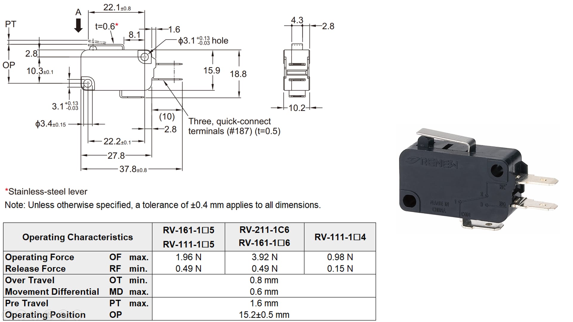 Short Hinge Lever Miniature Basic Switch (4)